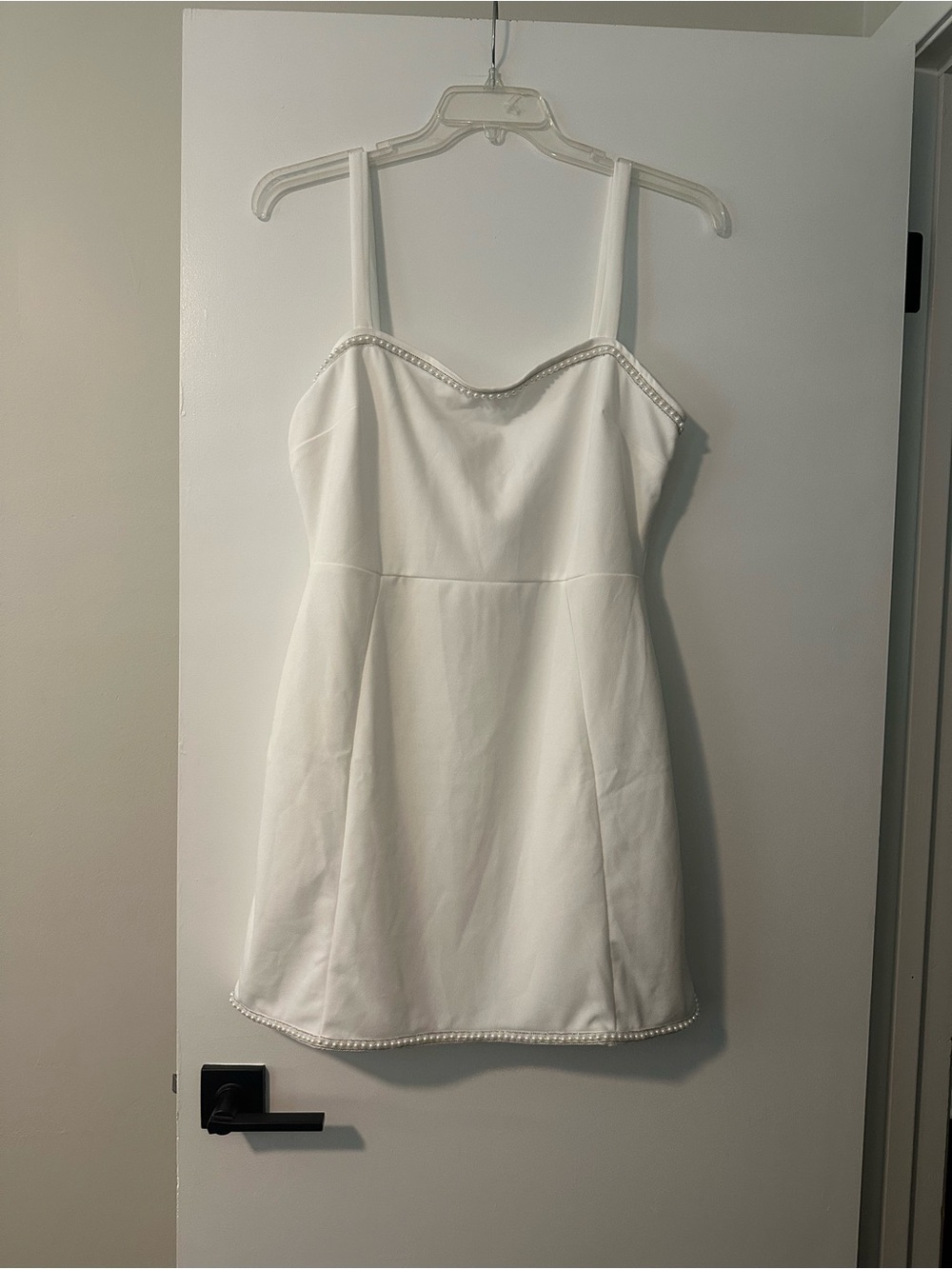 NWT Size XL Fashion Nova White Mini Dress with Pearl Trim